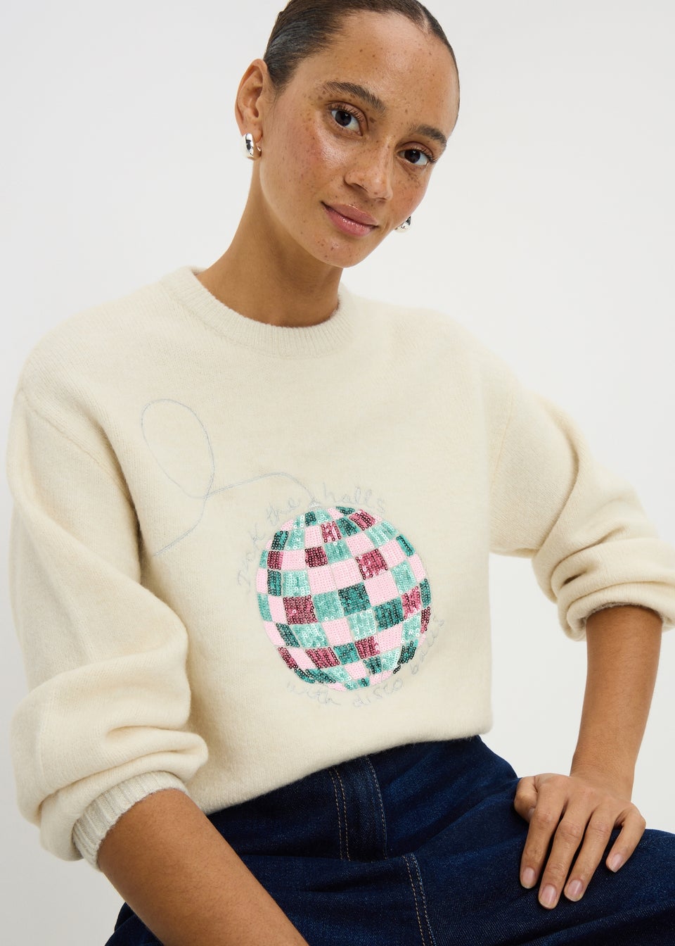 Cream Disco Ball Jumper