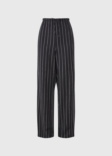 Women’s Black Striped Wide Leg Trousers