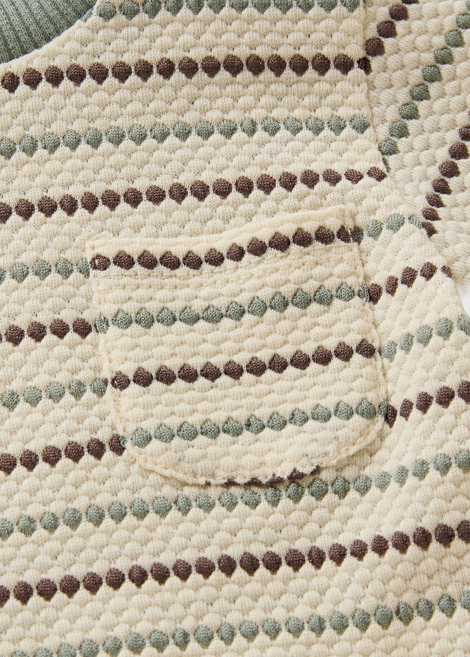 Baby Cream Stripe Textured Top & Short Set (Newborn-23mths)