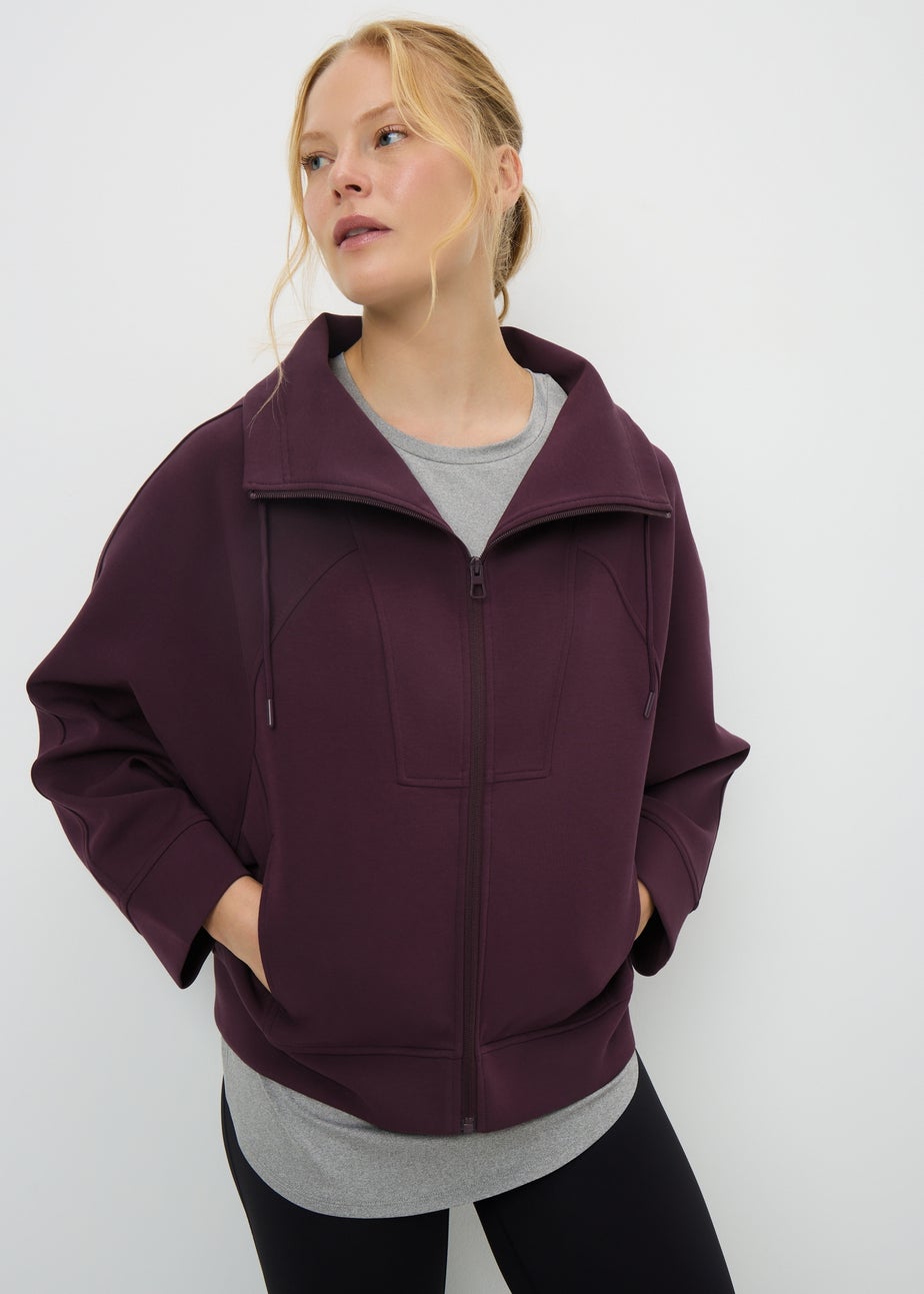 Souluxe Burgundy Zip Funnel Neck Sweatshirt