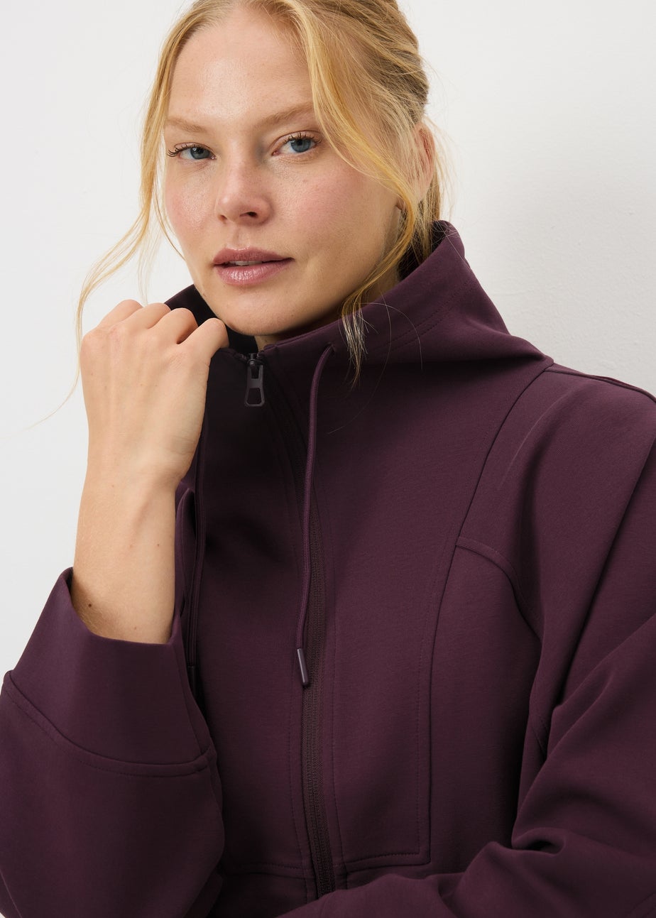 Souluxe Burgundy Zip Funnel Neck Sweatshirt