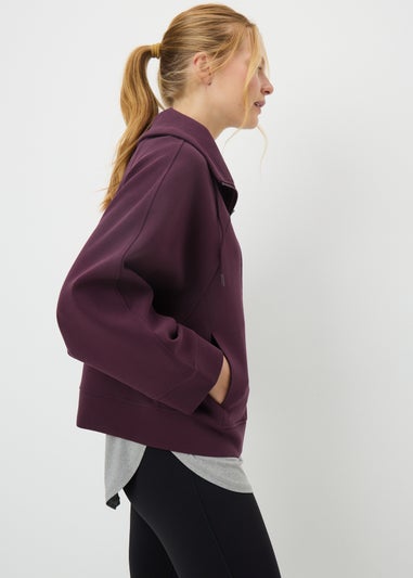 Souluxe Burgundy Zip Funnel Neck Sweatshirt