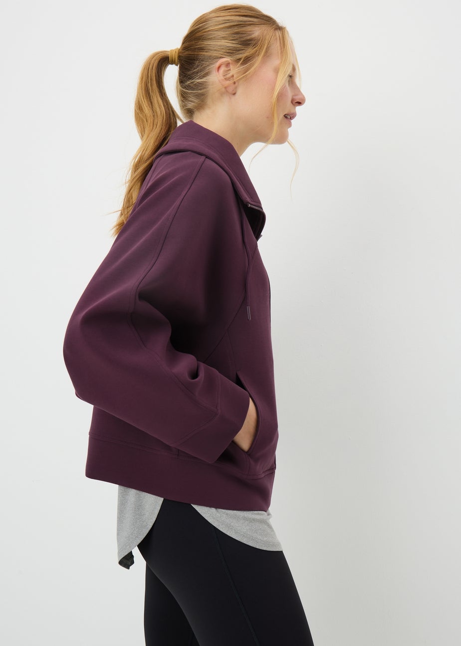 Souluxe Burgundy Zip Funnel Neck Sweatshirt