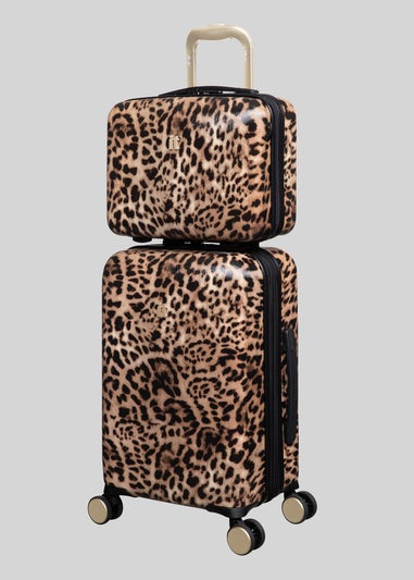 IT Luggage Brown Leopard Printed Hardshell Suitcase