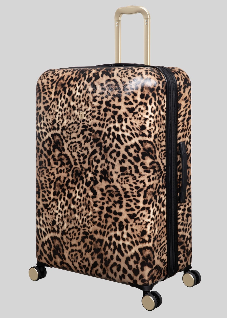 IT Luggage Brown Leopard Printed Hardshell Suitcase