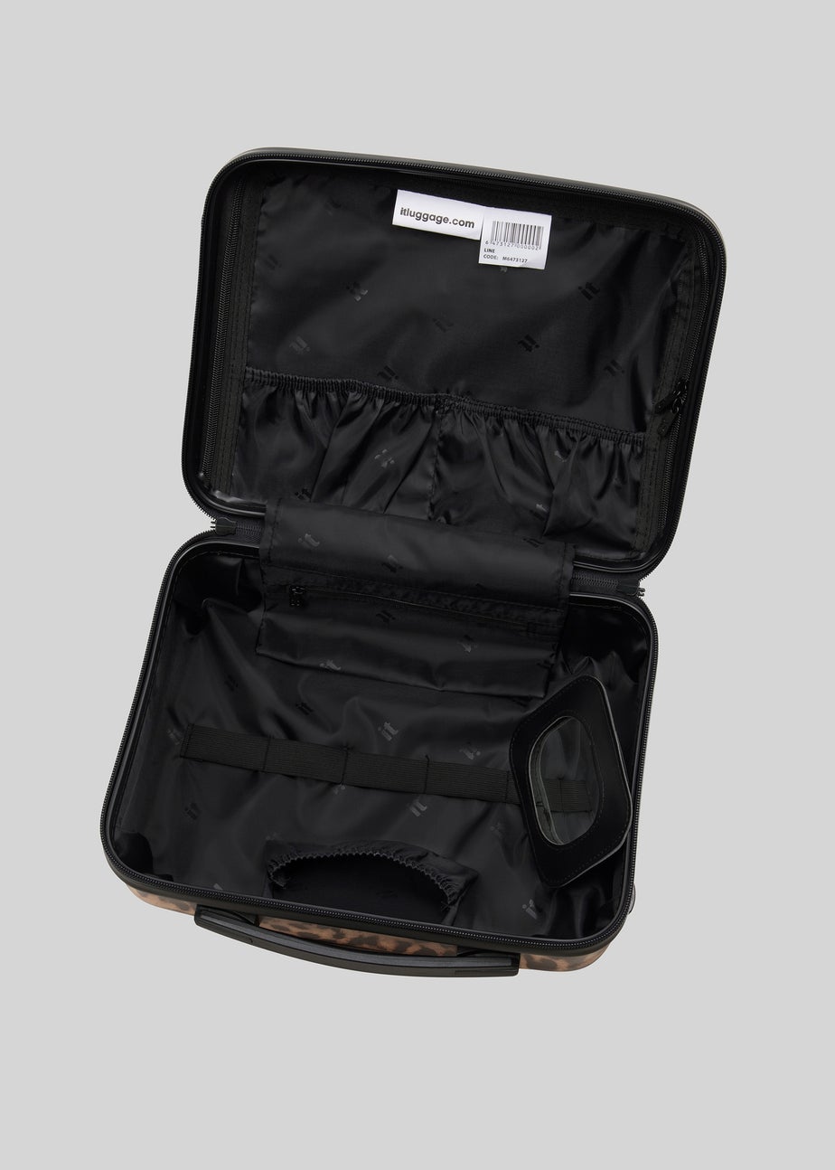 IT Luggage Brown Leopard Printed Hardshell Suitcase