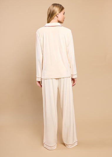 Little Mistress Cream Fleece Trouser Pyjama Set by Vicky Pattison