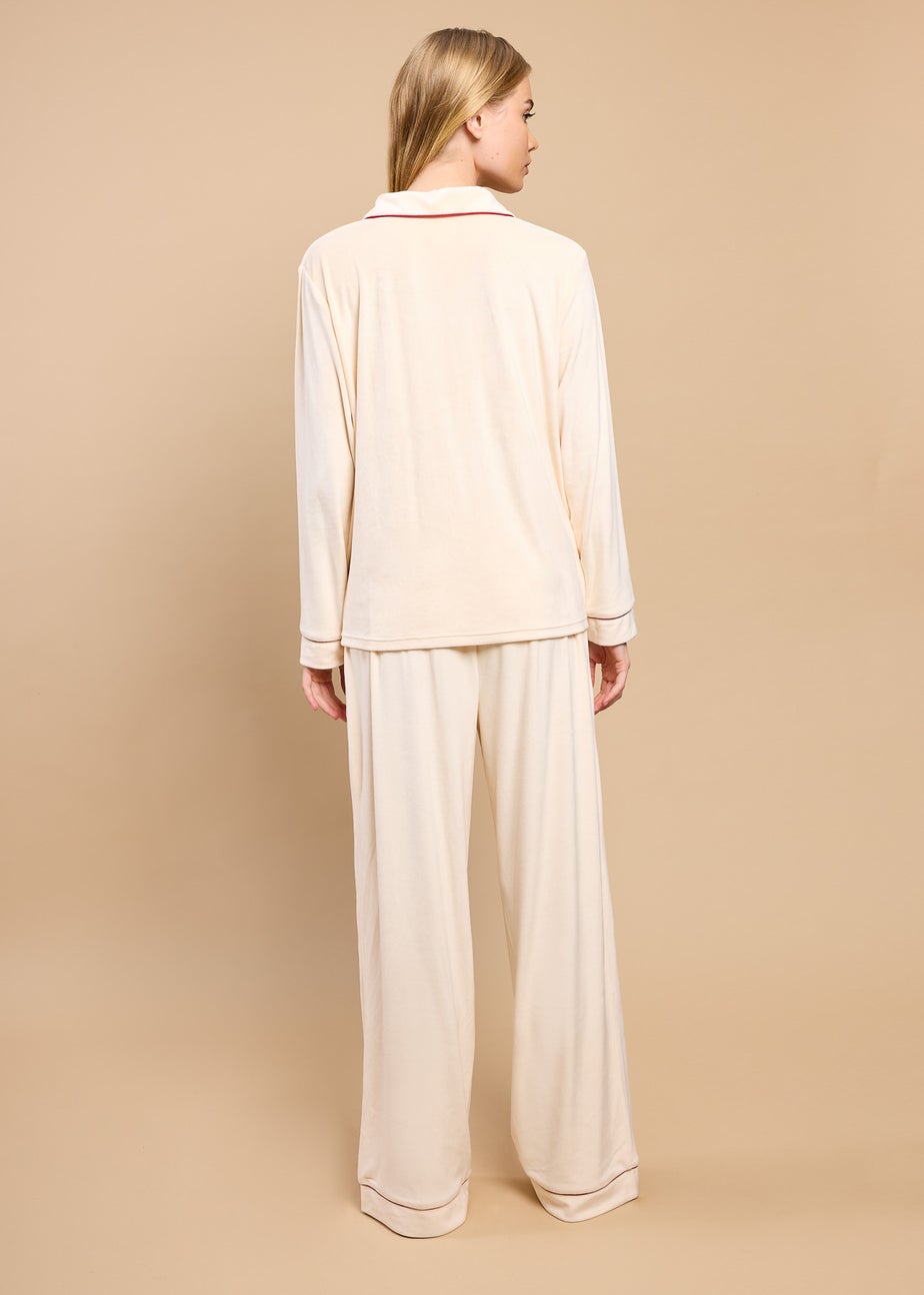 Little Mistress Cream Fleece Trouser Pyjama Set by Vicky Pattison