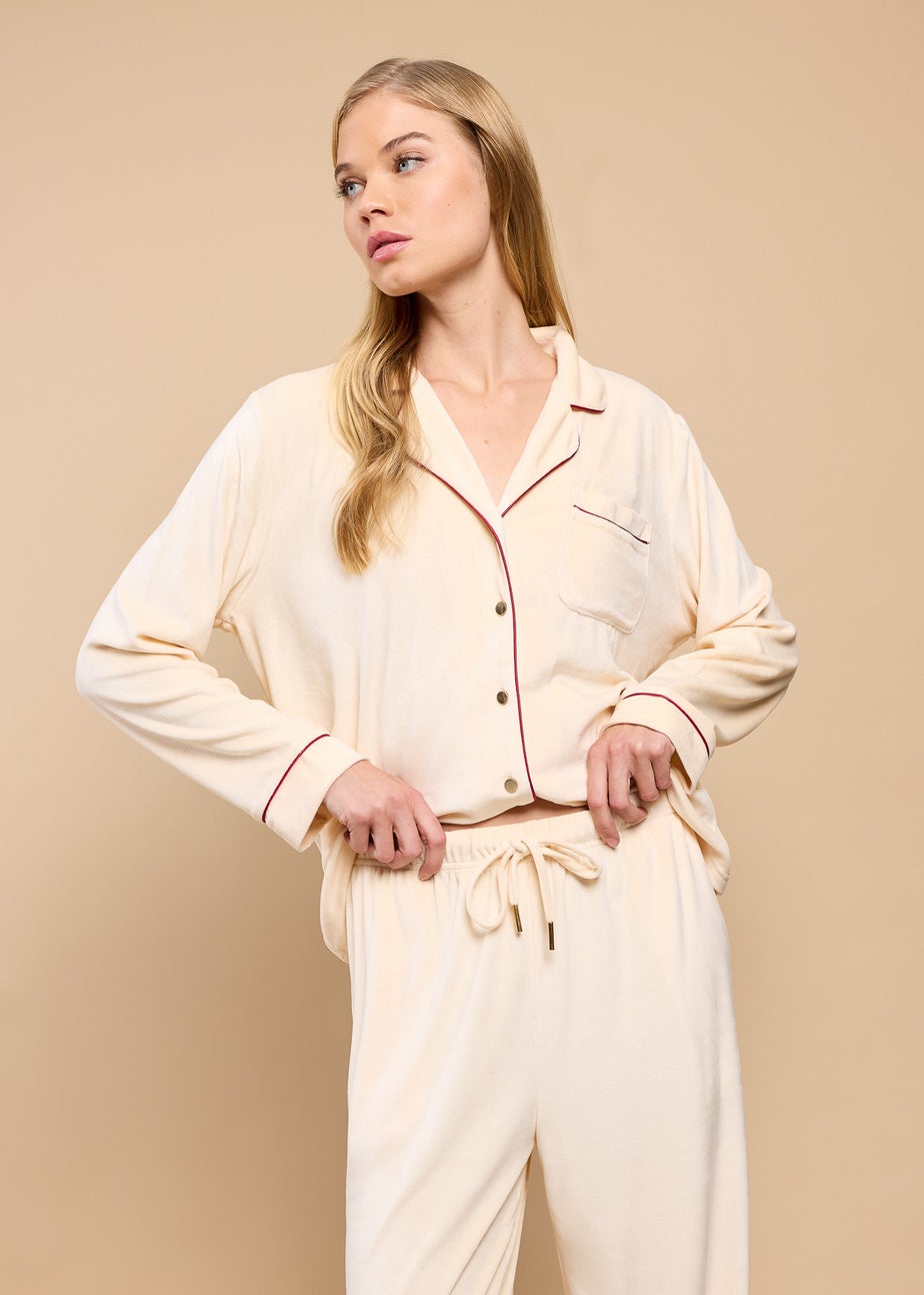 Little Mistress Cream Fleece Trouser Pyjama Set by Vicky Pattison