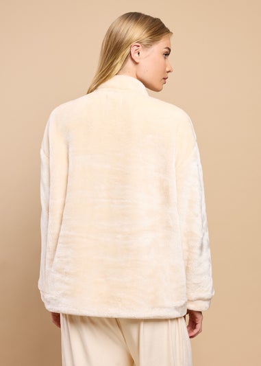 Little Mistress Cream Fleece Half Zip Jumper by Vicky Pattison