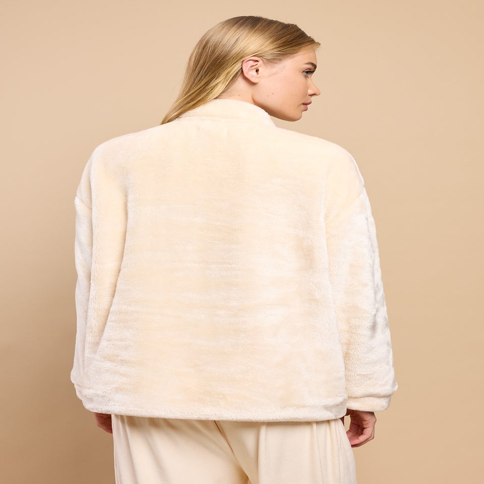 Little Mistress Cream Fleece Half Zip Jumper by Vicky Pattison