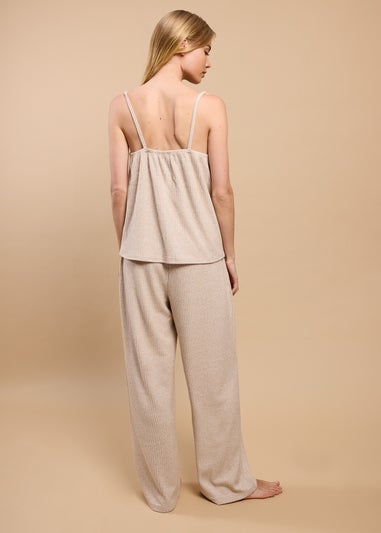 Little Mistress Oatmeal Pointelle Cami And Trouser Lounge Set by Vicky Pattison