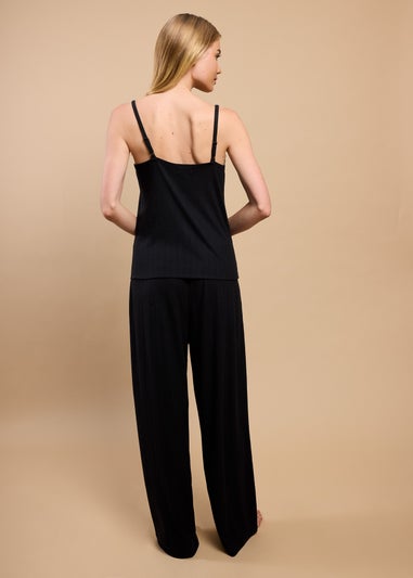 Little Mistress Black Pointelle Cami And Trouser Lounge Set by Vicky Pattison