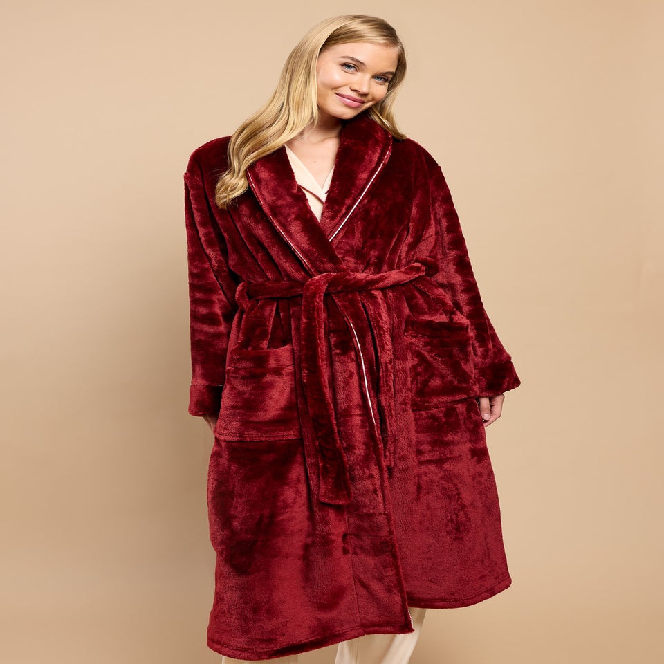 Little Mistress Burgundy Dressing Gown by Vicky Pattison