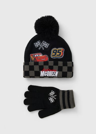 Cars 2 Piece Boys Black Hat Set (3-10yrs)