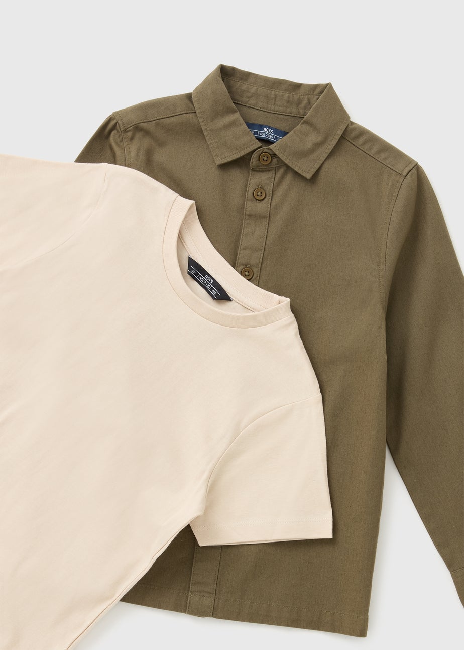 Boys Khaki Utility Overshirt & T-Shirt (7-15yrs)