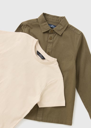 Boys Khaki Utility Overshirt & T-Shirt (7-15yrs)