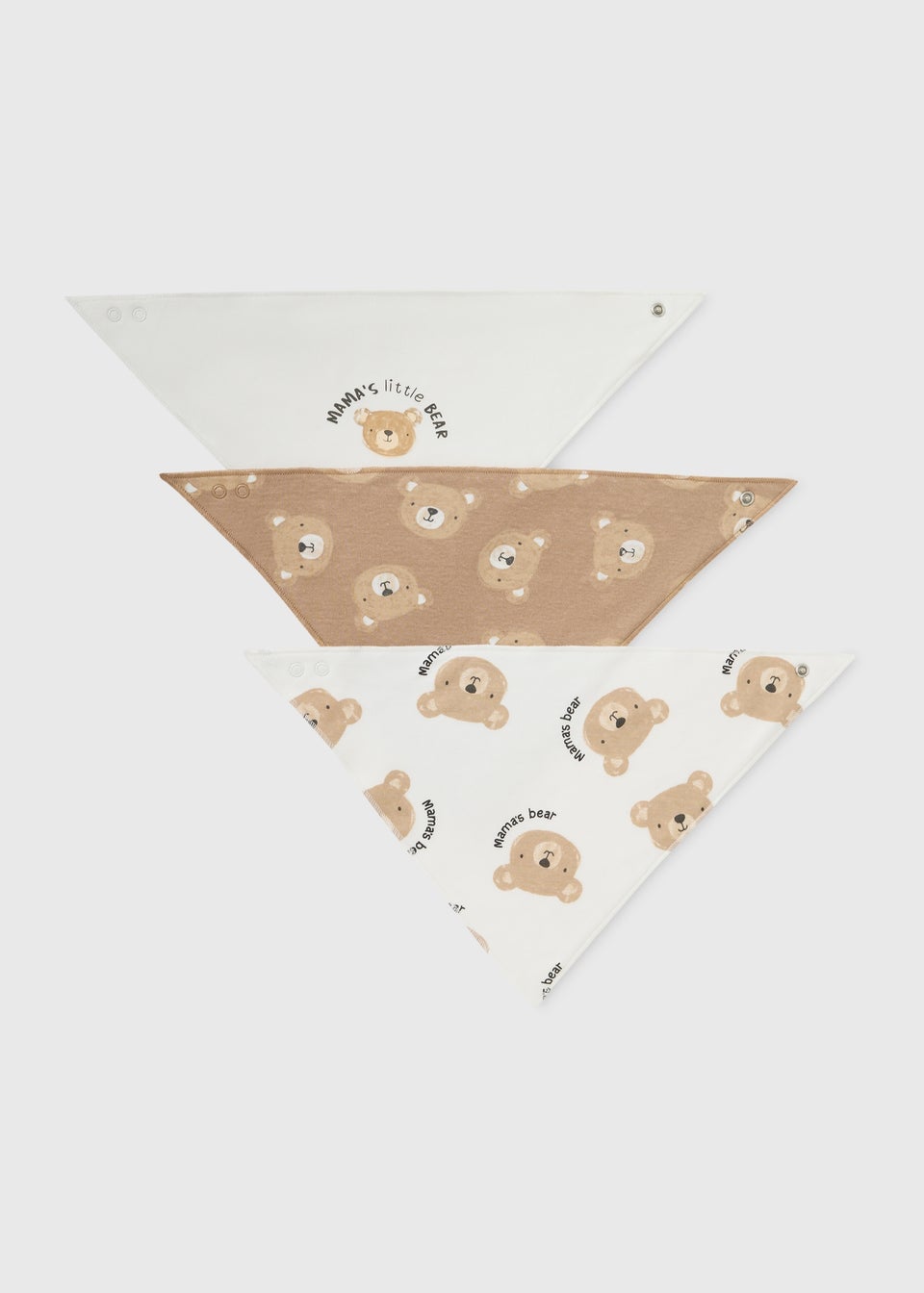3 Pack Baby Beige Bear Bandana Bibs