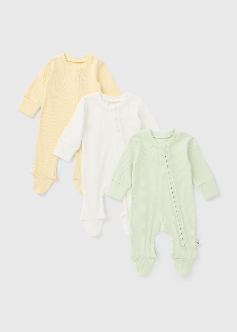 3 Pack Baby Zip Up Rompers