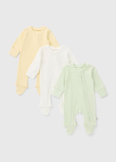 3 Pack Baby Zip Up Rompers