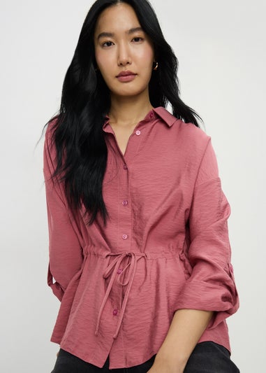 Pink Channel Waist Long Sleeve Shirt
