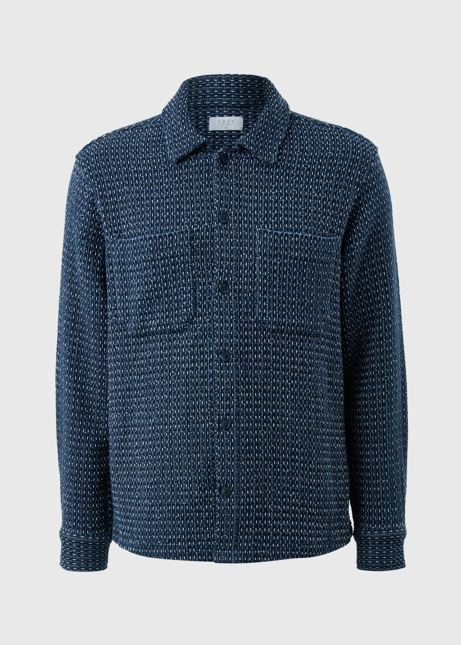 Blue Textured Dobby Shacket