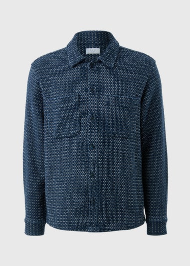 Blue Textured Dobby Shacket