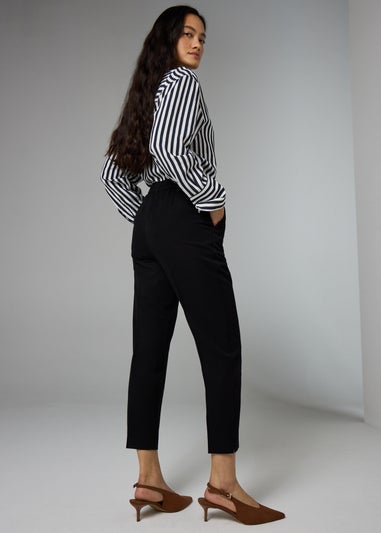 Et Vous Black Tapered Ankle Grazer Trousers