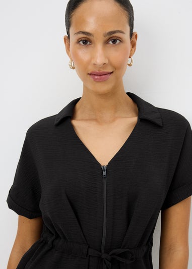 Black Zip Tie Waist Shirt