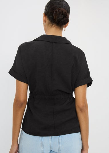 Black Zip Tie Waist Shirt