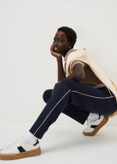 Navy Ponte Tapered Trousers