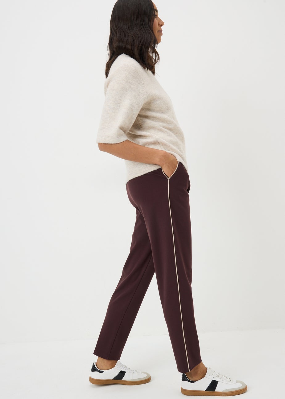 Burgundy Ponte Tapered Trousers