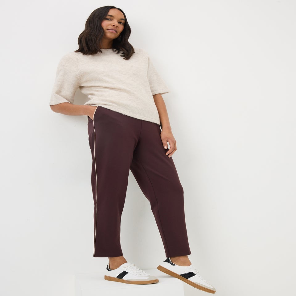 Burgundy Ponte Tapered Trousers