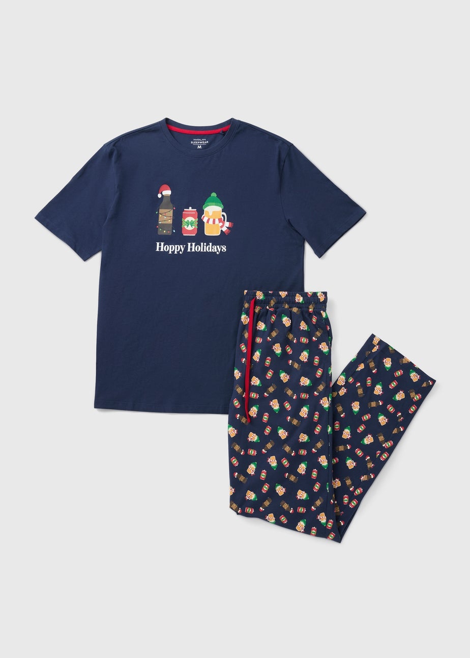 Hoppy Holidays Navy Christmas Pyjamas