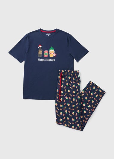 Hoppy Holidays Navy Christmas Pyjamas