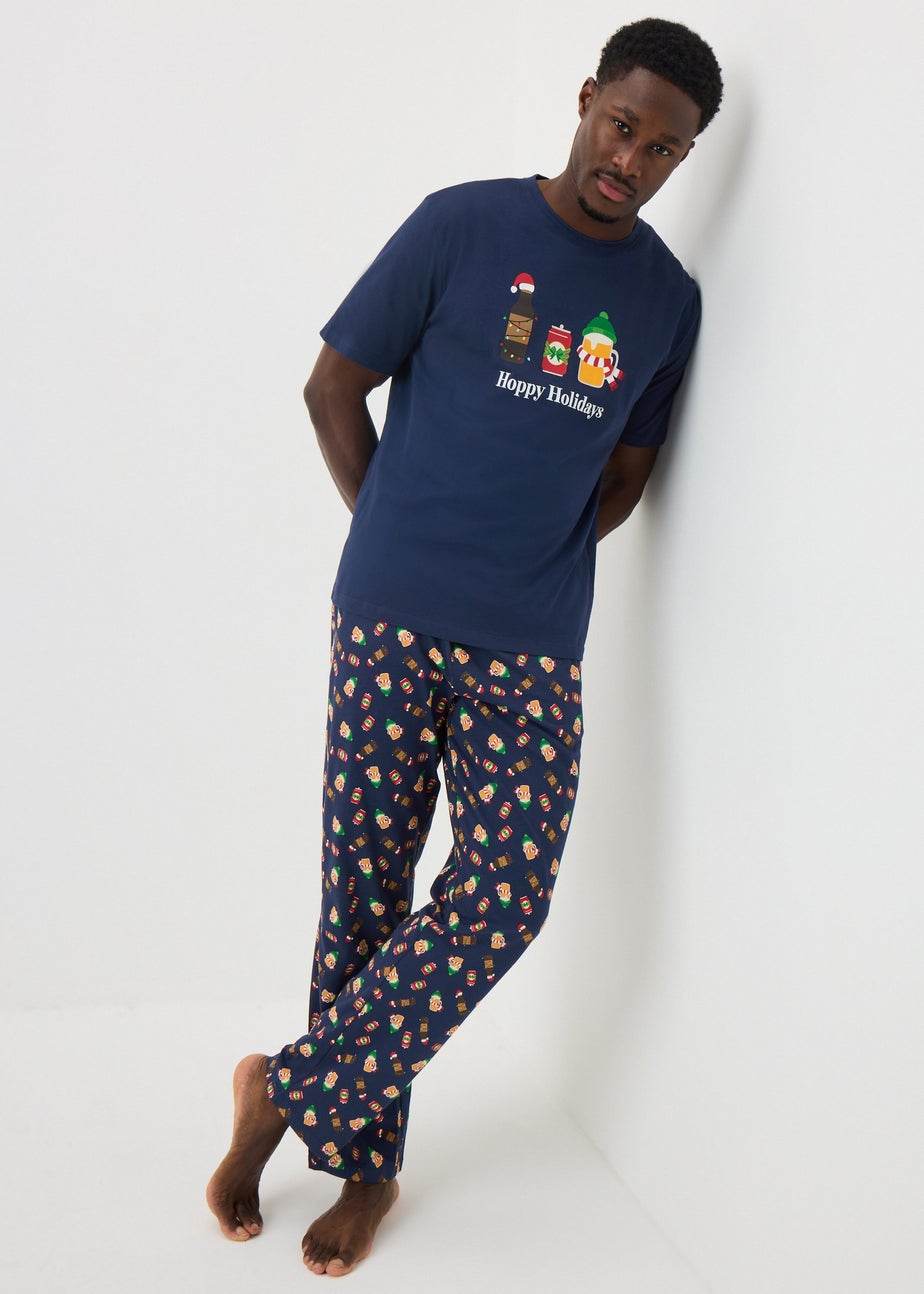 Hoppy Holidays Navy Christmas Pyjamas