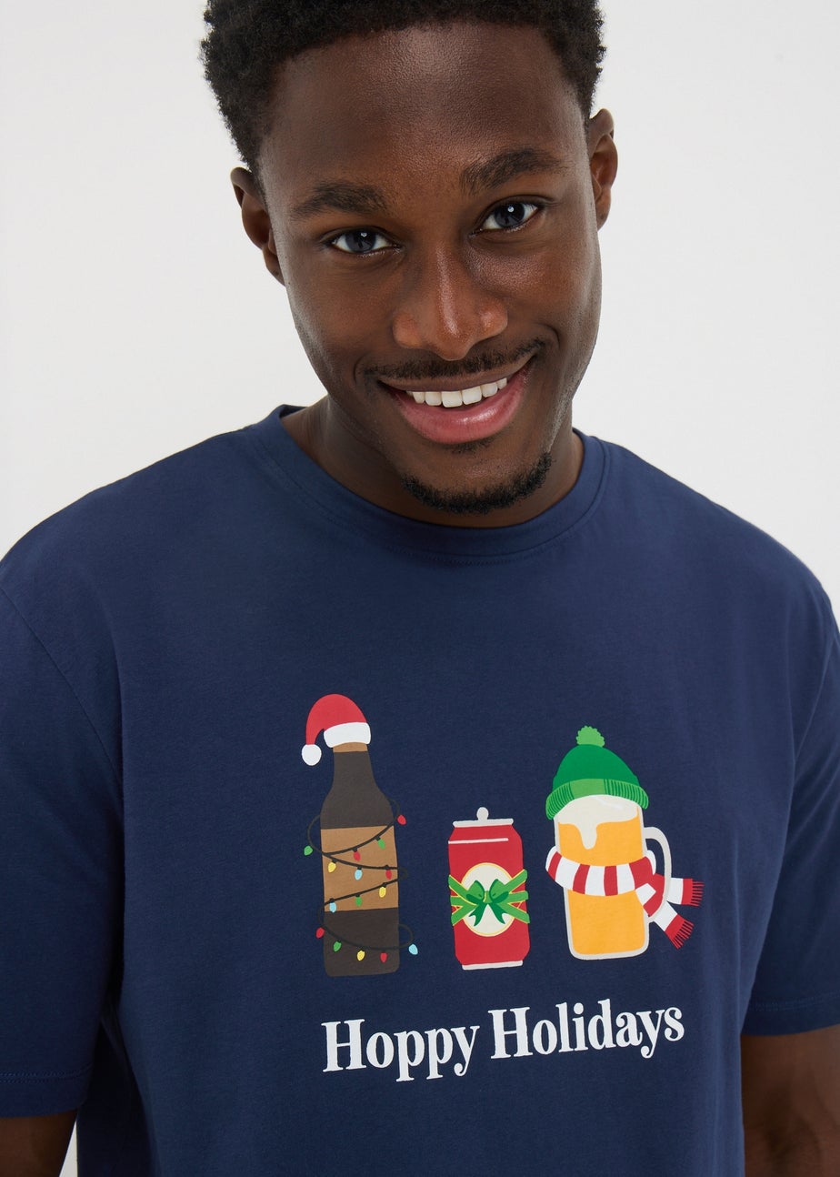 Hoppy Holidays Navy Christmas Pyjamas
