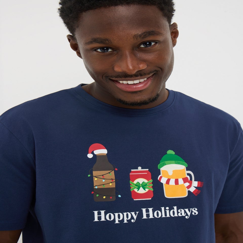 Hoppy Holidays Navy Christmas Pyjamas