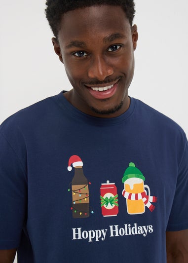 Hoppy Holidays Navy Christmas Pyjamas