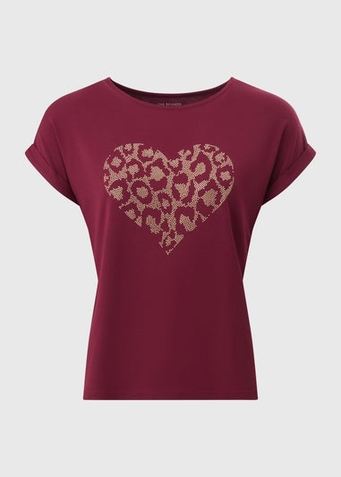 Burgundy Stud Heart T-Shirt