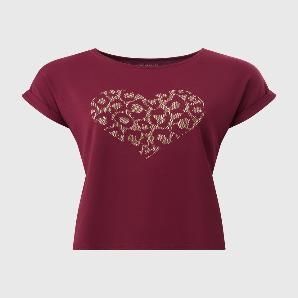 Burgundy Stud Heart T-Shirt