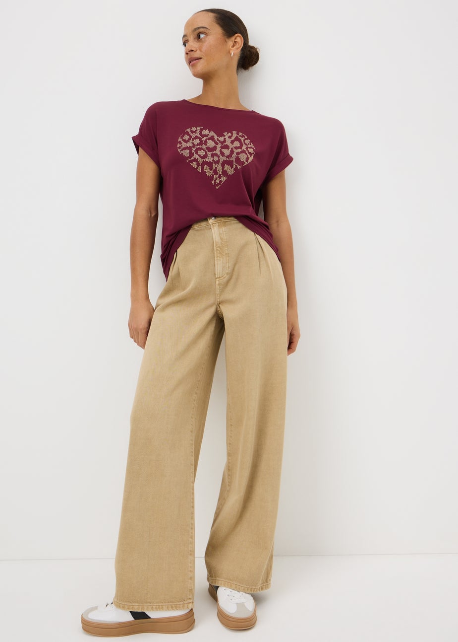 Burgundy Stud Heart T-Shirt