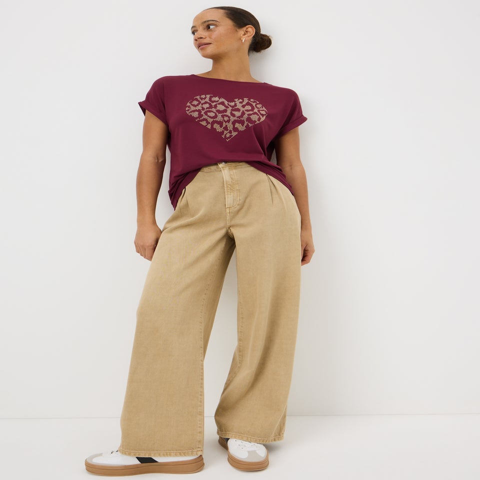 Burgundy Stud Heart T-Shirt