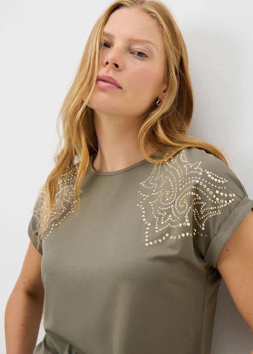Khaki Western Stud T-Shirt