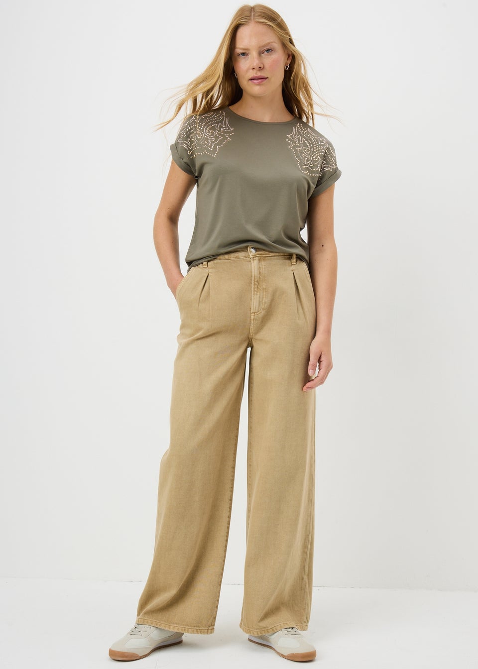 Khaki Western Stud T-Shirt