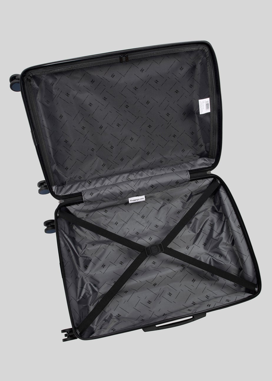 2 Piece IT Luggage Blue Hardshell Suitcase Bundle