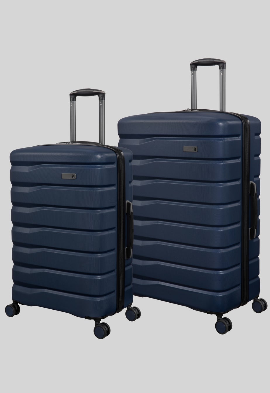 2 Piece IT Luggage Blue Hardshell Suitcase Bundle