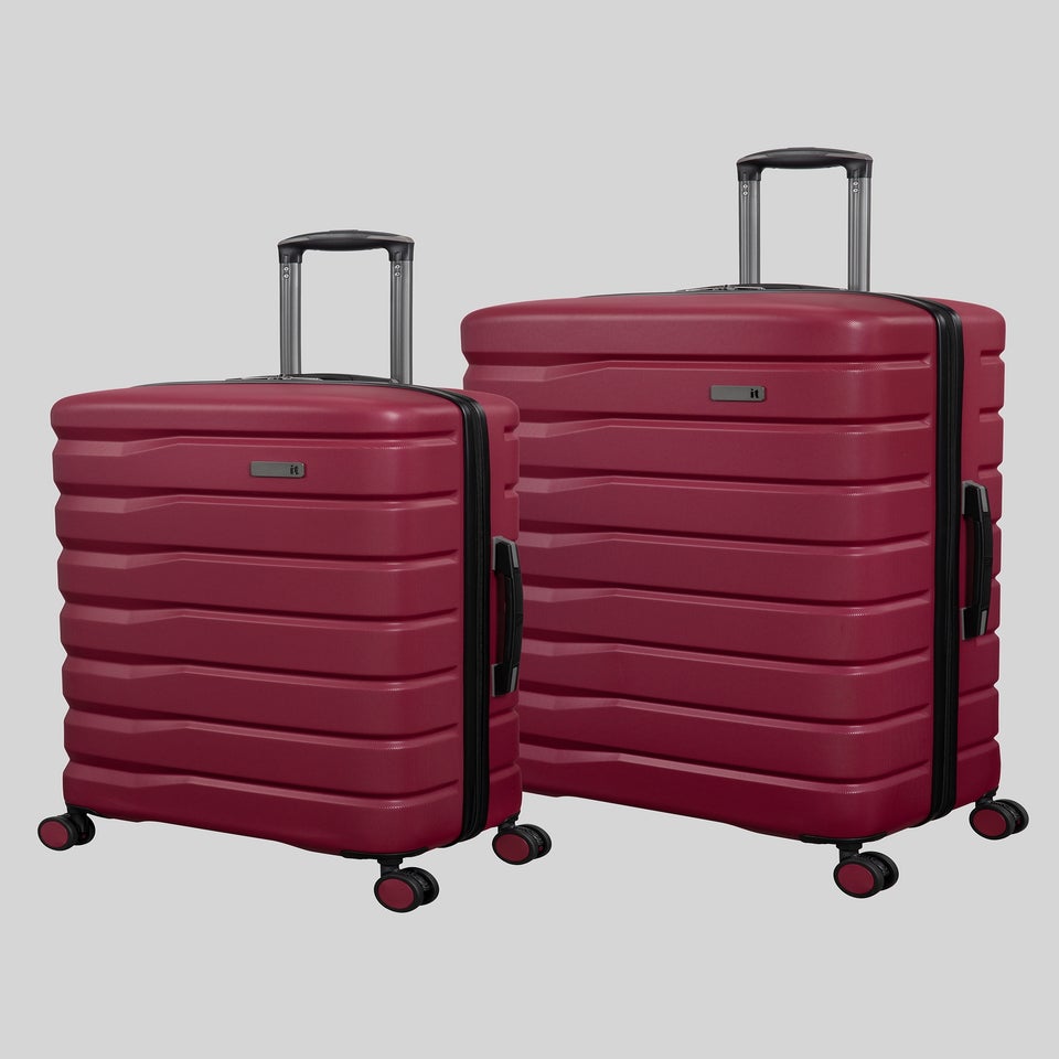 2 Piece IT Luggage Red Hardshell Suitcase Bundle