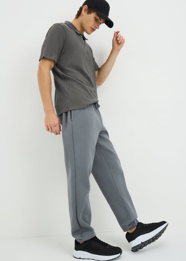 Grey Smart Ribbed Polo Top