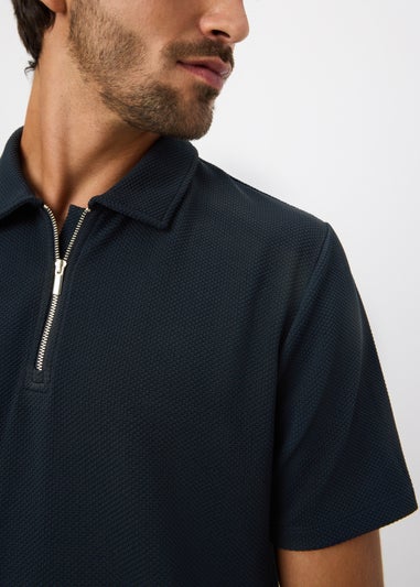 Navy Smart Bubble Polo Top
